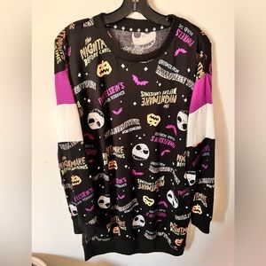 Disney Nightmare Before Christmas Print Black Longsleeve Tunic sweatshirt